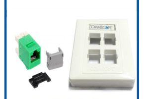 Four Ports CAT 6 Wall Outlet Face Plate RJ-45 Network Ethernet Shuttered Socket Data GIGABIT Wall Plate
